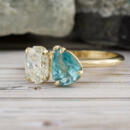 Custom toi et moi yellow gold two stone engagement ring - right side
