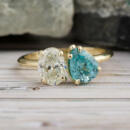 Custom toi et moi yellow gold two stone engagement ring - front