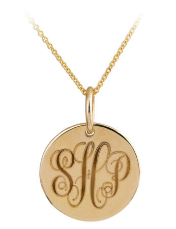 Circle Engravable Disc Pendant in 14k Yellow Gold
