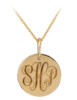 Engravable circle pendant with SHP example monogram - front view