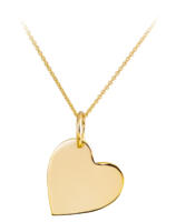 Engravable heart pendant on chain - front view