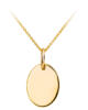 Oval engravable pendant in 14k yellow gold - front view