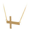 Engravable sideways cross pendant in 14k yellow gold - side view