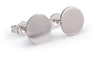Engravable circle disc earrings in sterling silver - side view