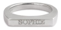 Engravable stacking bar ring in sterling silver - front view