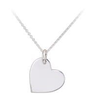 Engravable heart pendant on chain - front view