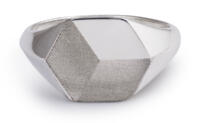 Sterling silver hexagon cube illusion ring - front view