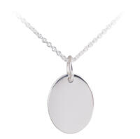 Oval engravable pendant in sterling silver - front view