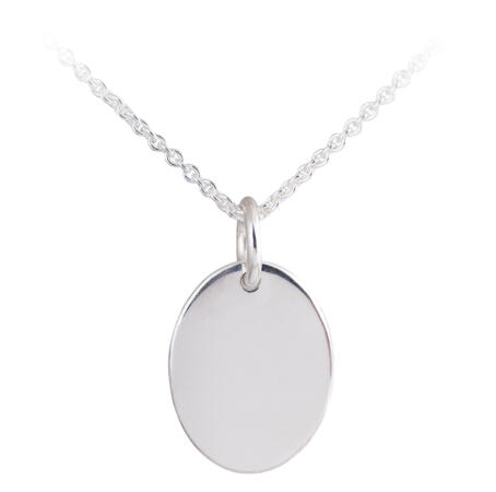 Oval Engravable Pendant in Sterling Silver