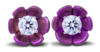Magenta titanium lotus flower and one carat total weight lab grown diamond stud earrings front view