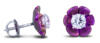 Magenta titanium lotus flower and one carat total weight lab grown diamond stud earrings front and side view