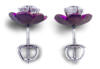 Magenta titanium lotus flower and one carat total weight lab grown diamond stud earrings top view