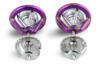 Lab diamond stud earrings with accent circle of magenta titanium - back view
