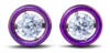 Lab diamond stud earrings with accent circle of magenta titanium - front view