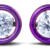 Lab diamond stud earrings with accent circle of magenta titanium - front view
