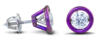 Lab diamond stud earrings with accent circle of magenta titanium - front and side view