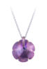 Lotus flower necklace with one carat lab diamond in magenta colored titanium and 14k white gold - back view