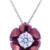 Lotus flower necklace with one carat lab diamond in magenta colored titanium and 14k white gold - front view