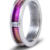 14k white gold band with channel set natural diamond accent and magenta titanium inlay in center