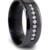 Black zirconium band with single row of channel set diamonds in the middle