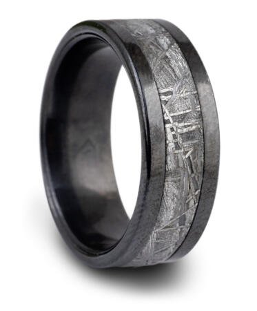 Zirconium Band with Meteorite Inlay