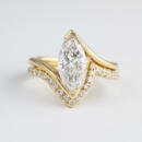 Custom marquise diamond wedding set in yellow gold front view