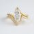 Custom marquise diamond wedding set in yellow gold front view