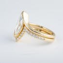 Custom marquise diamond wedding set in yellow gold side view