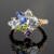 Custom abstract colored stone cluster ring front view