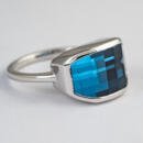 Custom single unique cut gemstone ring side view