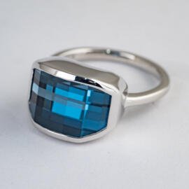 Custom single unique cut gemstone ring top view