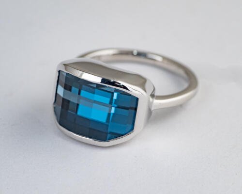 Custom single unique cut gemstone ring top view