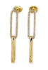 47651-lab-grown-diamond-link-dangle-earrings-reversed Lab grown diamond elongated oval link industrial earrings in 14k yellow gold front view with bottom link reversed