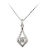 14k white gold teardrop pendant with round lab diamond on box chain back view