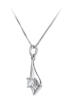 14k white gold teardrop pendant with round lab diamond on box chain side view
