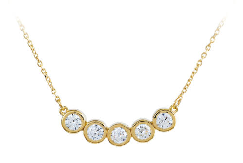 Bezel Set Round Lab Diamond Pendant on Cable Chain in 14k Yellow Gold