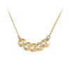 47653-lab-grown-diamond-bezel-necklace-side 5 stone bezel set lab diamond pendant in 14k yellow gold on cable chain side view
